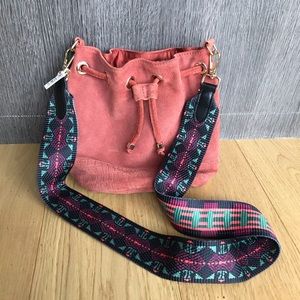 H&M suede bucket bag with reversible strap